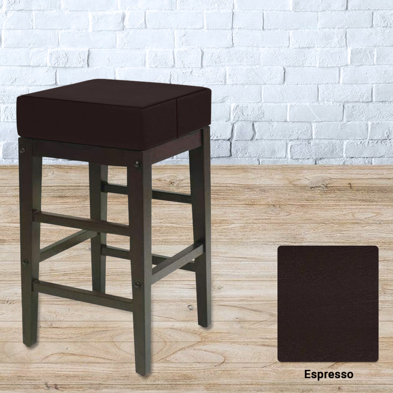 Espresso Backless Square Vinyl Bar Stool Cover