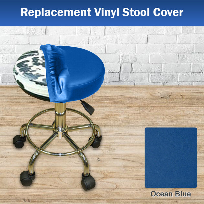 Ocean Blue Vinyl Bar Stool Cover Staple On Replacement